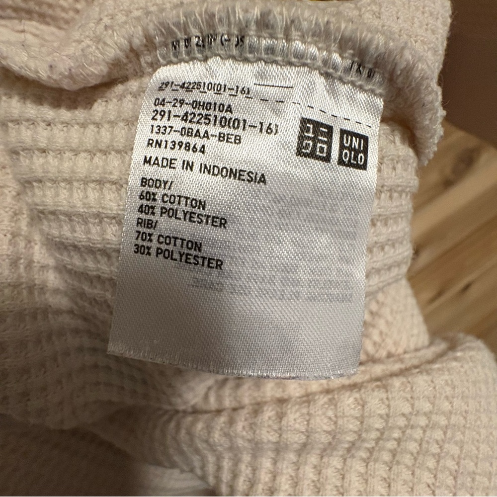 Uniqlo Cream Long Sleeve Waffle Knit Dress - Picture 3 of 6